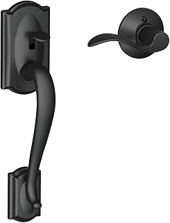 Schlage FE285 CAM 622 Acc RH Camelot Trim Lower Half Front Entry Handleset with Accent Right Hand Lever, Matte Black