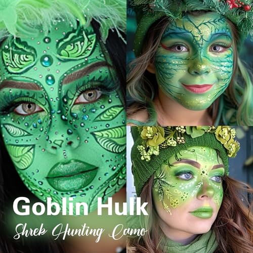 Image of BADCOLOR Light Green Eye Black, Lime Green Face Body Paint for Sports St. Patrick's Day Camouflage Hunting Hulk, Washable Painting Sticks for Halloween Costume SFX Cosplay Witch Grinch Makeup