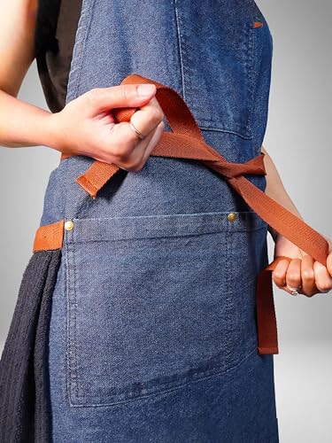 Image of 100% Cotton Unisex Apron - Adjustable Neck Straps, Vibrant Print, Reinforced Stitching, Multipurpose& Deep Pocket - for Cooking, Catering, Gardening, Painting-Printed Aprons