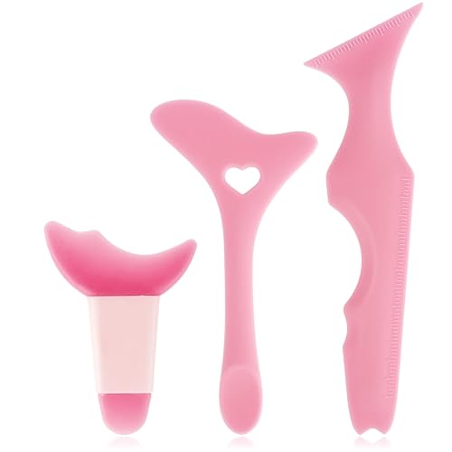 TIESOME - Plantilla delineador de ojos, 4 piezas reutilizables de silicona delineador de ojos, aplicador de lápiz labial, herramienta de maquillaje