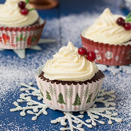 1200 Pcs Christmas Cupcake Liners Cupcake Toppers Wrappers Santa Claus Carnival Cupcake Wrappers Snowman Cupcake Cups Colorful Paper Baking Cups Party Supplies Favors For Cake Candy Holidays Parties #TOP2