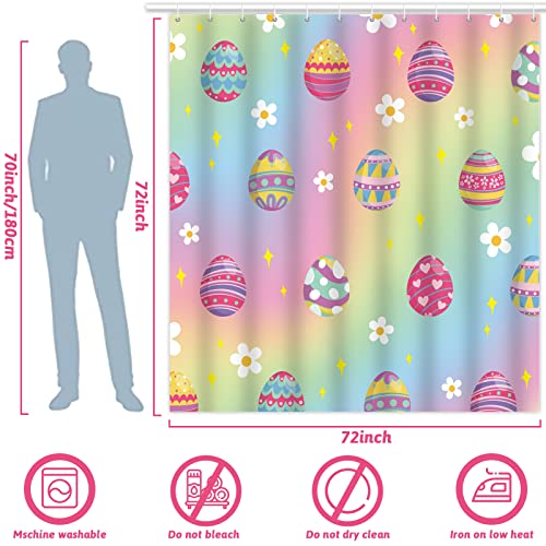 Gisgfim Easter Shower Curtain Set Easter Eggs Pastel Spring Colorful Shower Curtain For Easter Fabric Bathtubs Bathroom Curtain With 12 Hook,72X72 Inches #TOP1