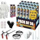 Spray Foam Insulation Kit for Walls & Attic -36 Pack Foam Insulation Spray - 720 Board ft/sq.ft. Heat & Sound Control, Energy Saving, Seal Gaps & Cracks Complete Kit with 2 Guns, Cleaner & Safety Gear