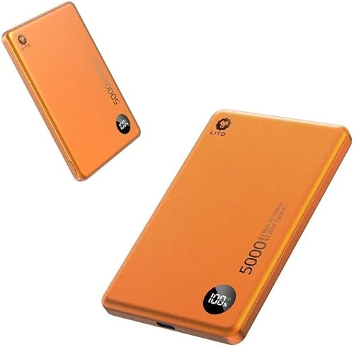 LI-TO LP08 5000mAh Magnetic Wireless Power Bank – 3-in-1 Ultra-Slim Portable Charger (PD 20W + 15W Wireless) 5000mAh-ORANGE