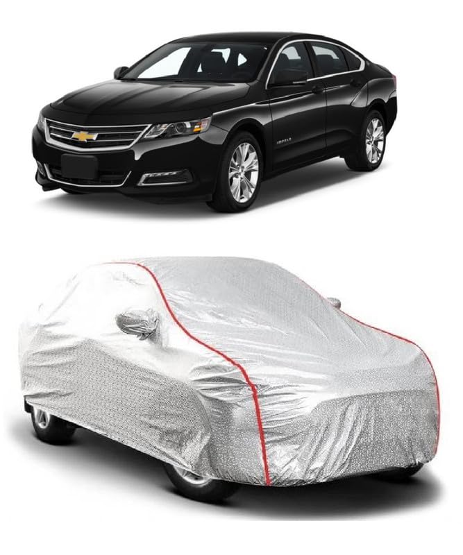AUTOKICK-Fully 100% Waterproof-washable Fabric-Rust Prevention & Dustproof Car Body Cover Compatible with Variant Chevrolet Impala Grand Prix with Mirror Pocket (Silver Waterproof)