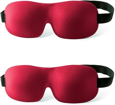 3D Blindfold Sleep Mask, Nanosase HD Memory Foam Sleeping Eye Mask, Extremely Comfortable and Light to Wear. 2 Red Masks