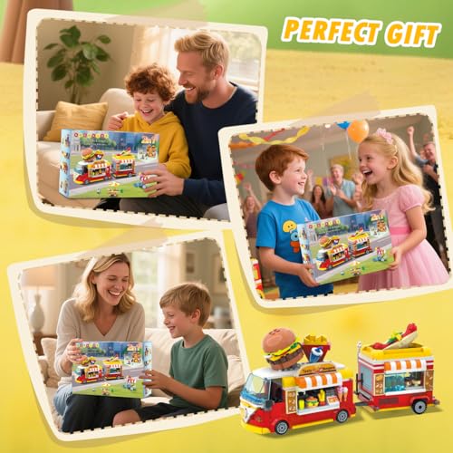 City Camion degli Hamburger - Set di Costruzioni 2 in 1 con Carrello dei Gelati e Ristorante, Tavoli e Sedie, Playset per Bambini, Ragazzi e Ragazze (826 Pezzi) - Lego - Immagine 7