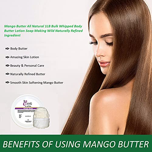 3Cayg Mango Butter All Natural 1Lb Bulk Whipped Body Butter Lotion Soap Making Wild Naturally Refined Ingredient #TOP3