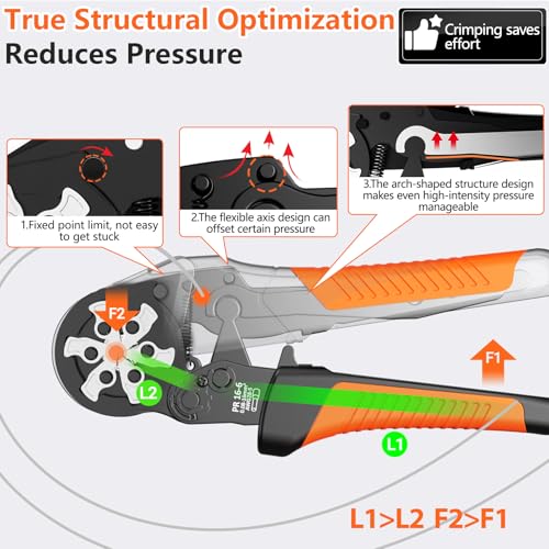 Preciva Ferrule Crimping Tool Kit with 1500PCS Wire Connectors, Hexagonal Crimping Pliers for AWG 28-5 Crimper Adjustable Ratcheting Wire Crimping Tool by Preciva - Image 3