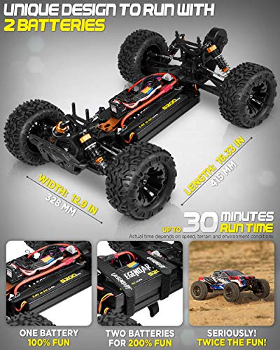 1:10 Scale Brushless Rc Cars 65 Km/H Speed Green/Black And 1:10 Scale Brushless Rc Cars 65 Km/H Speed Blue/Yellow - Kids And Adults Remote Control Car 4X4 Off Road Monster Truck Electric - Waterproof #TOP4