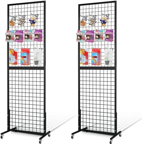 NectaCol Grid Wall Panels, 2 Packs 2'x 6' Gridwall Panels Tower with T-Base, Black Wire Grid Wall Display Rack, Craft Show Display Rack, Art Gridwall Display Stand by NectaCol - Used condition - US$81.89