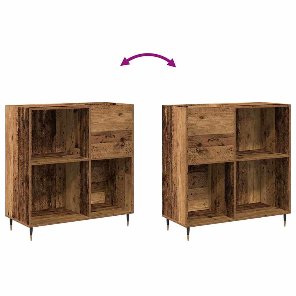 Armario para discos de vinilo de madera vieja, 85 x 38 x 89 cm, con 4 estantes, almacenamiento de medios industriales para salón y oficina, ahorro de espacio, almacenamiento de CD y DVD