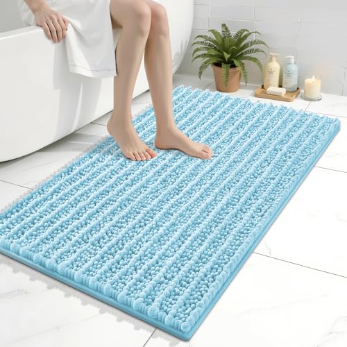 Image of Arotive Luxury Bathroom Rugs 36x24, Extra Soft Thick Absorbent Shaggy Chenille Bath Rugs, Machine Wash Dry, Bath Mats for Bathroom Floor, Tub and Shower, Home Decor Accessories, Blue