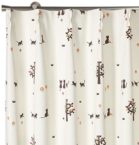 Arie(アーリエ) 遮光形状記憶加工カーテン ネコタン 2枚組 100×200cm オレンジ