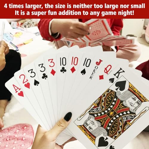 Übergroßes Poker Deck,52 Stück Jumbo Pokerkarten,mit 5 Würfel für Familie, Party, Pokerkarten, Spiele Karten(17.5x12.5cm) – Bild 5
