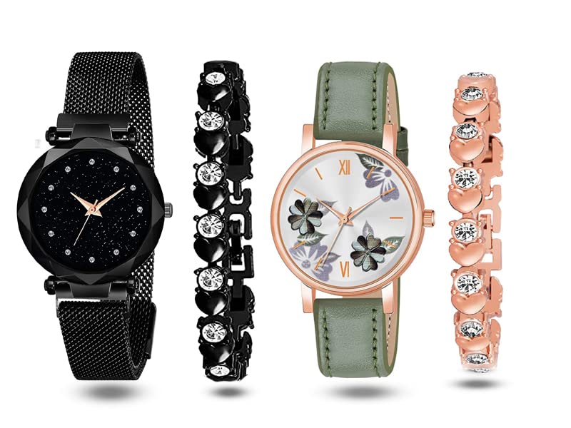 K Vajir Analogue Flower Stylish Lather and Magnet Belt Watch for Woman and Girls | Attractive Flower Leather and Magnet Belt Combo Gift Watch for Girls and Woman (B0B8N2FJV4) Amazon Price History, Amazon Price Tracker