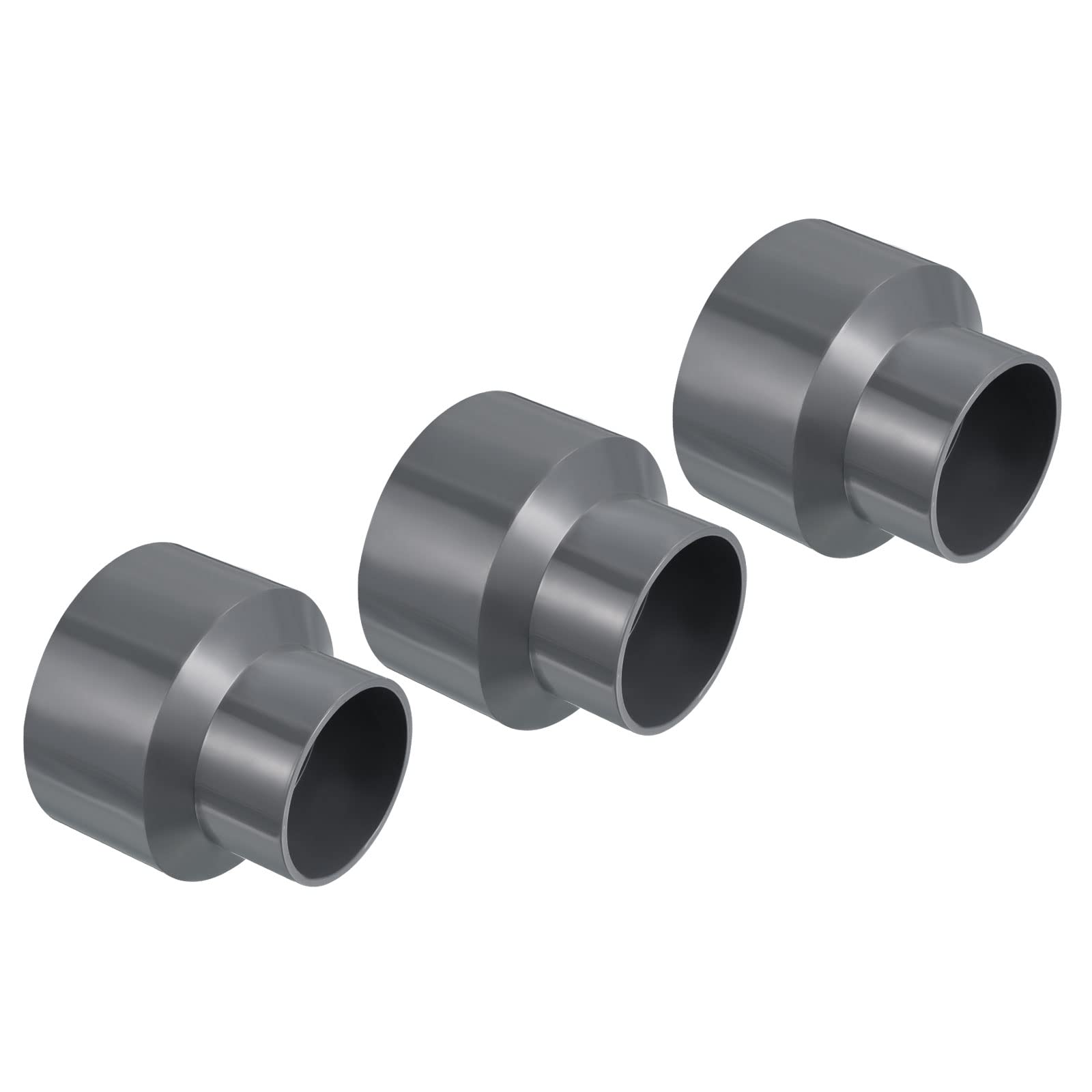 PATIKIL PVC Reductor Tubo Montaje 50x32mm, 3 Paquete Recto Acoplamiento Adaptador Conector, Gris — view 35
