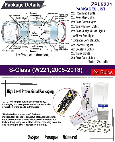 Kit de luces LED interiores para Mercedes Benz S Class W221 miniatura 2