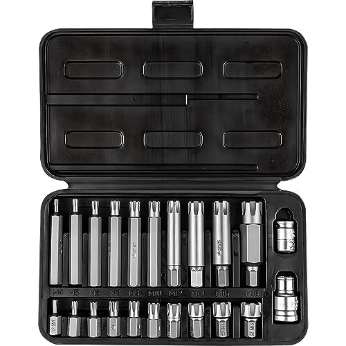 Juego de brocas RIBE (30, 75 mm) Juego de llaves de vaso 22 piezas (M4 M5 M6 M8 M9 M10 M12 M14 M16 M18) + 2 acopladores 1/2 & 3/8 pulgadas - Juego de llaves de vaso (HRC 62) - Acero Premium S2 Cr-V