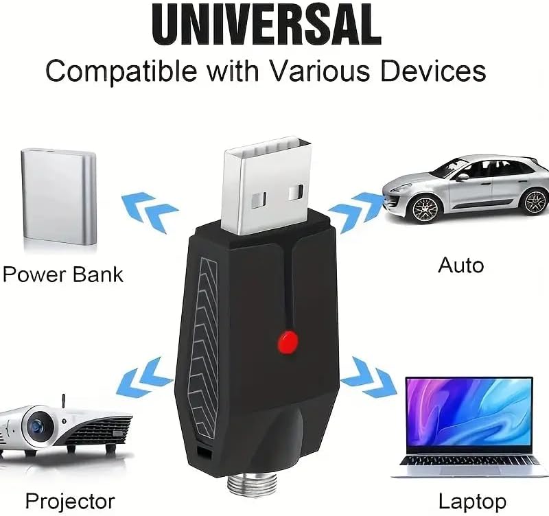 Miniatura 5 de Cargador de rosca USB inteligente  3 piezas de rosca de cargador USB portátil con protección inteligente de sobrecarga e indicador LED