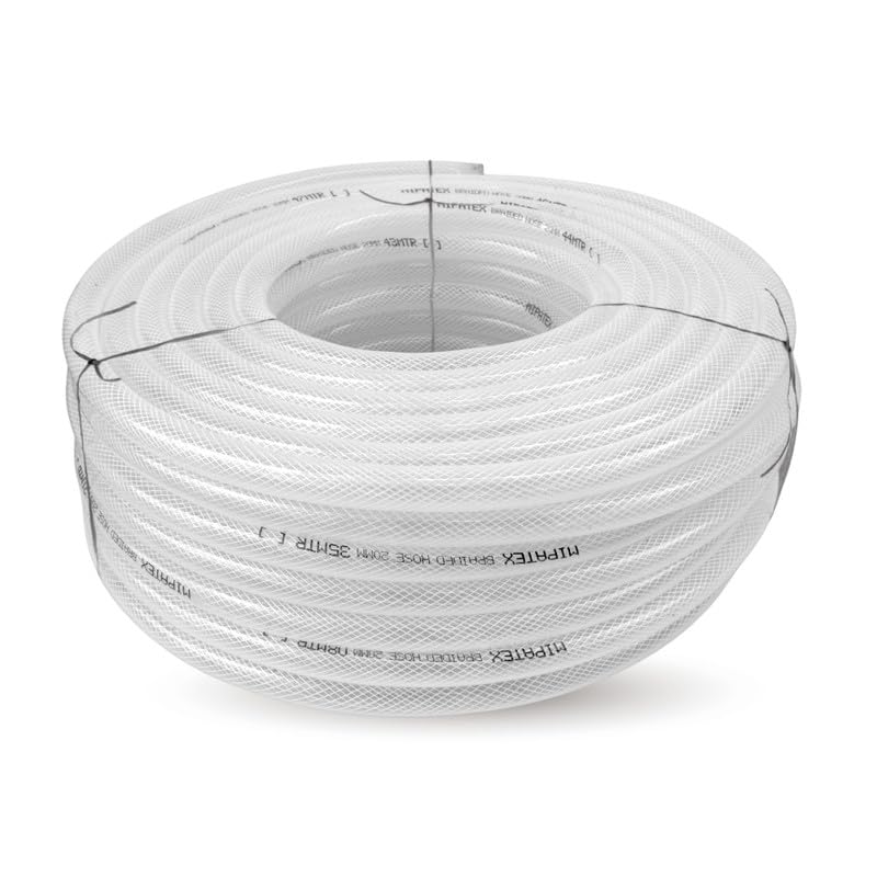 MIPATEX Braided Garden Hose Pipe - White | 20mm Flexible PVC Garden Pipe for Watering Plants, Irrigation, Car Wash & Household Use | Heavy Duty Braided Construction | UV & Leak Resistant - 15 Meter-picture-18