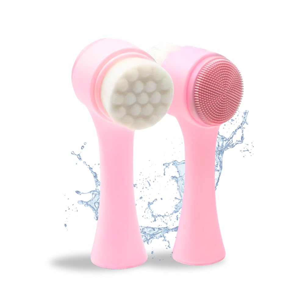 Escova de Limpeza Facial Manual 2 em 1 Esponja Cuidados Com o Rosto Massageador de