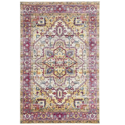 Asiatic Edits Low Pile Vintage Pink Multi Indoor Rug for Living room Bedroom, Conservatory, Hallway, Large Area - Image 2