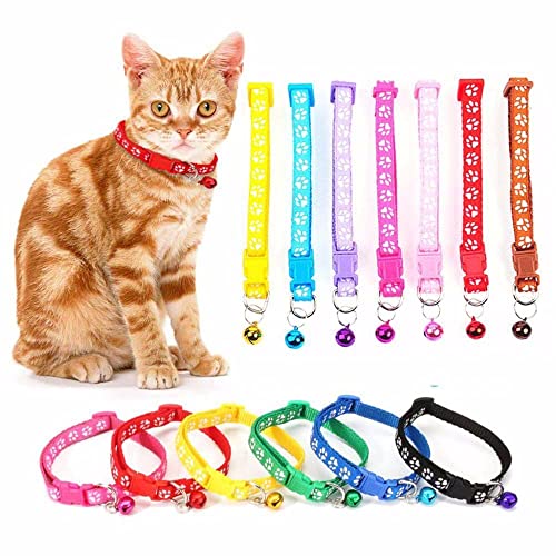 Pet Collar, Lovely Pet Supplies, Cat Paw Print Cat Necklace Grooming Accessories, Easy Wear Dog Collar With Bell For Puppy Kitten(Green) #TOP4