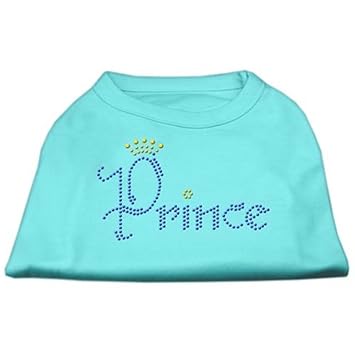 Mirage Pet Products Prince Rhinestone Pet Shirt, Small, Aqua