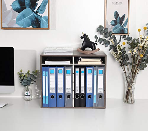 Tqvai Wood Adjustable Literature Organizer Desktop File Sorter Mail Center Paper Storage Cabinet Home & Office Mailbox School Classroom Keepers, 12 Slots Compartments, Retro Grey/White #TOP3