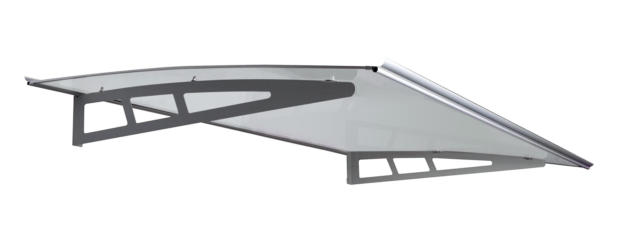 Pensilina In Policarbonato | 100x135 Cm | Grigio Alveolare | Profilo Centrale Nero | Esterno - Foto 5