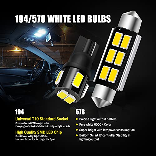 Combo 10 Bombillas LED T10 Festoon 41MM 194 168 2825 miniatura 2
