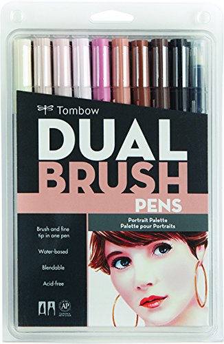 Image of Tombow Dual Brush Pen Set, 10-Pack, Portrait Colors (56170), Multicolor