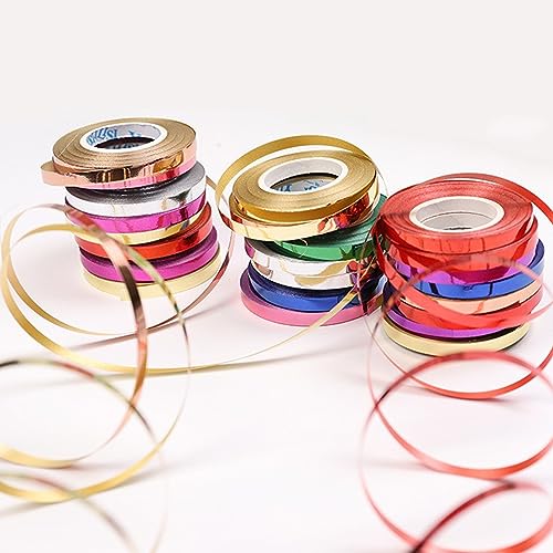 Maiitmor カーリングリボン 5mm*10m 9色 9個セット キラキラ ピカピカ 風船用リボン 花束 ギフト 装飾用 ラッピング 誕生日 結婚式 プロポーズ 記念日 パーティー 自撮り 写真?影 手芸 雑貨