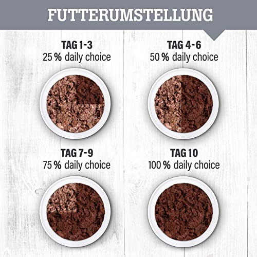 daily choice - 12 x 400 g (Dose) - Nassfutter für Katzen - getreidefrei - Fleischmenü mit Huhn - Hoher Fleischanteil (70%) Pures Fleisch und Innereien