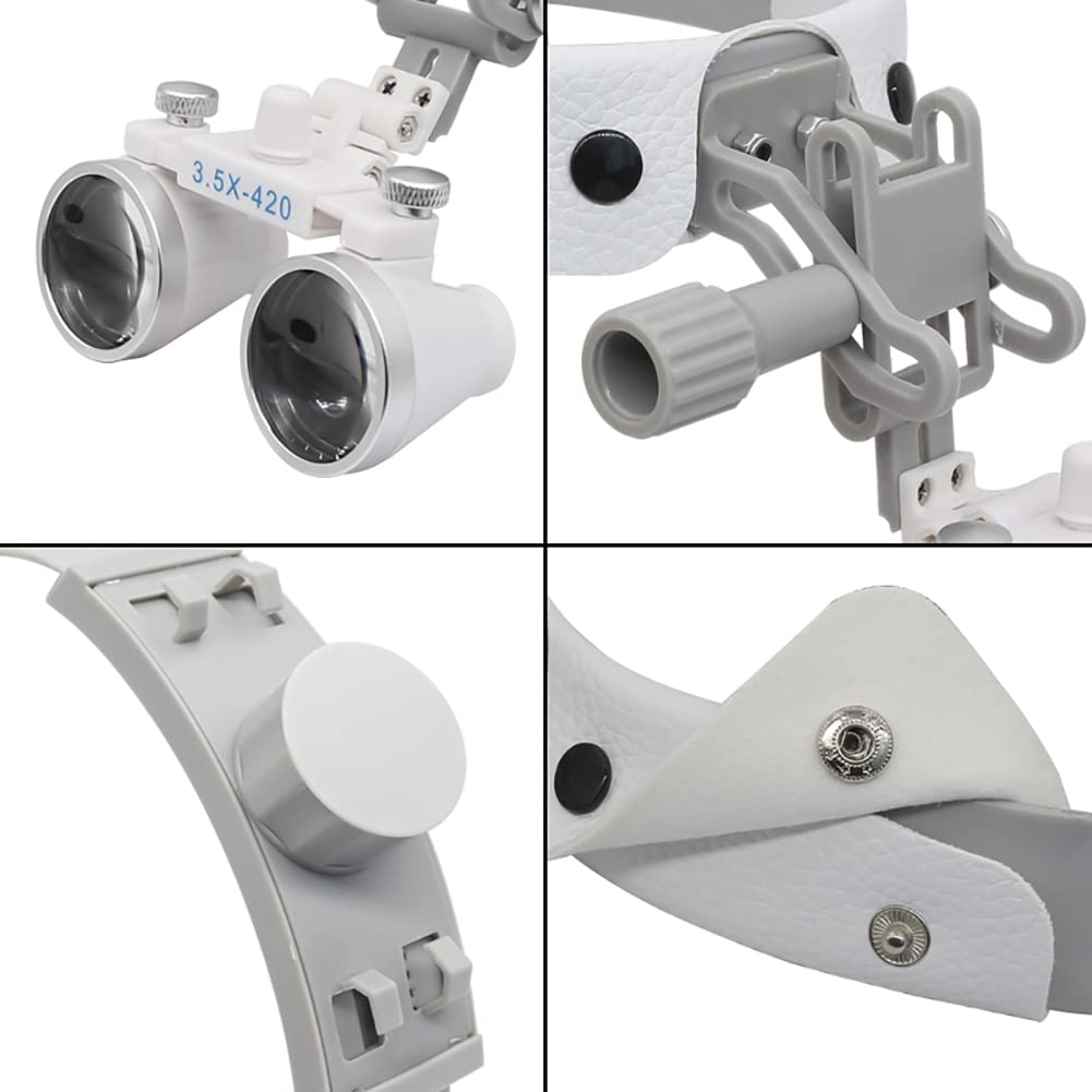 Lupenbrille Lupenbrille Zahnarzt Kopflupe Verstellbare Brillenlupe Leselupe Dental KopfbandLupen 420 Arbeitsabstand Für Medizinische Dental Chirurgische Medical,White