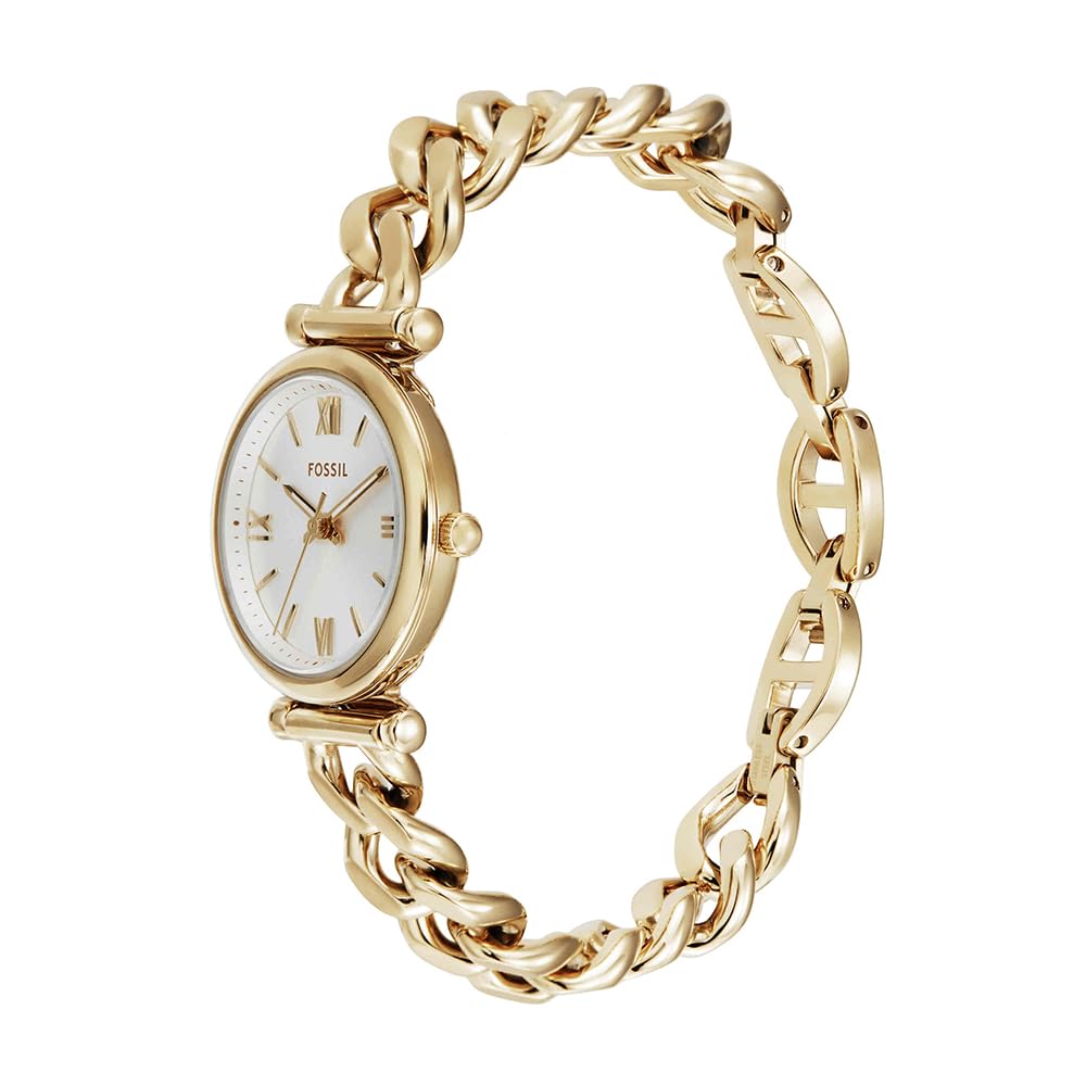Fossil Orologio Carlie da donna, Movimento al quarzo a tre lancette in tonalità oro con cinturino in acciaio inossidabile