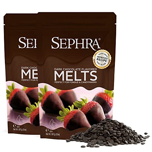 Sephra Dark Chocolate Melts, Candy Making Dipping Chocolate, Kosher Dairy, Gluten and Trans Fat Free Fondue Chocolate for Chocolate Fountains, Chocolate Coating Molding Chocolate, 4 lbs