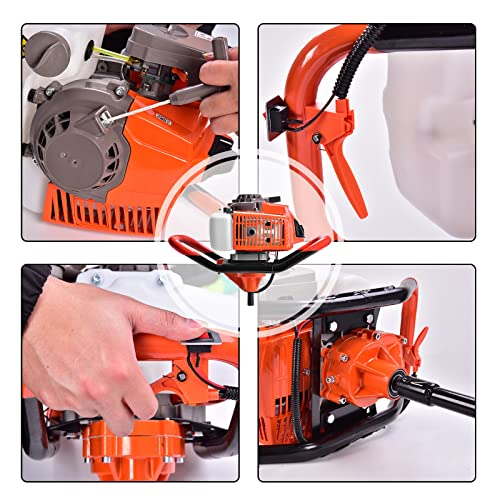 72Cc Auger Post Hole Digger, 3Kw 2 Stroke Post Hole Auger Gas Powered With 3 Auger Drill Bits(4" & 8" & 12") + 3 Extension Rods For Farm Garden Plant #TOP3
