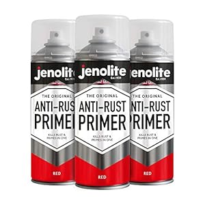 3 x JENOLITE Anti-Roest Primer Aerosol – Rood – 400ml (Red Oxide Primer – hoge bescherming tegen roest en corrosie)