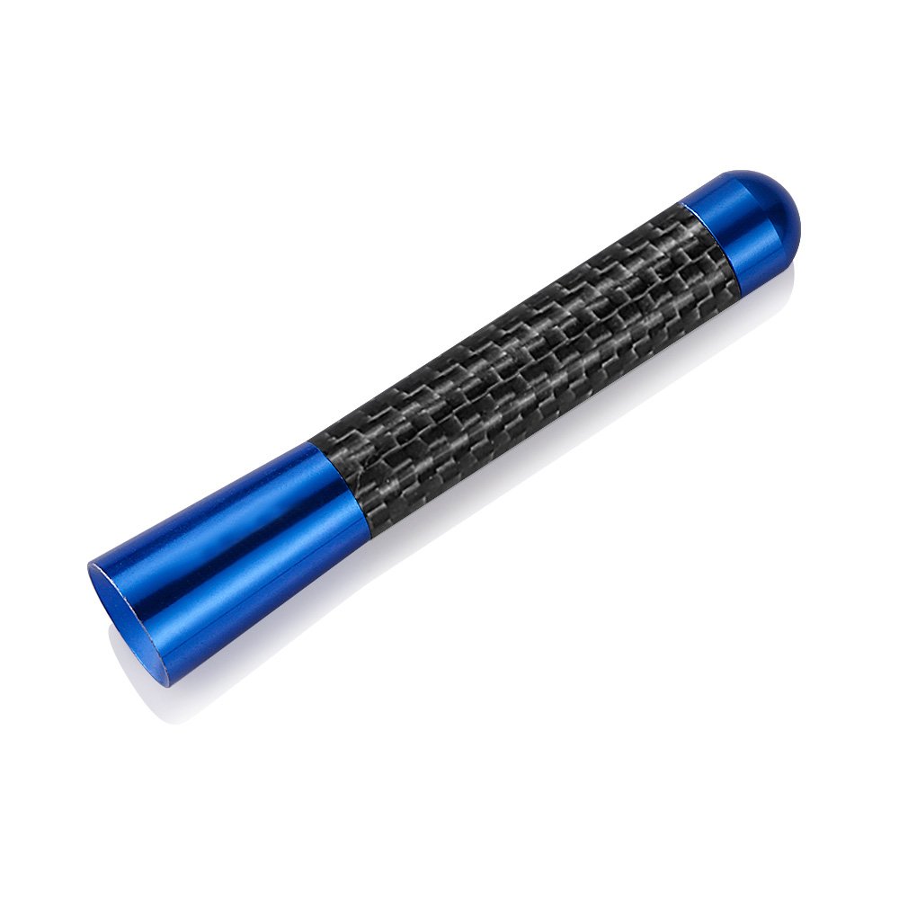 3" Blue Aluminum Carbon Fiber Style Screw-on Antenna for Subaru