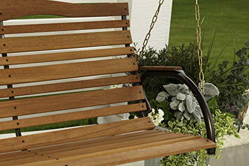 WoodlawnHome Hardwood Porch Swing with Chains in Bronze Finish 300013