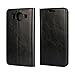 Microsoft Nokia Lumia 950 Wallet Case, Cavor Crazy Horse Pattern Genuine Leather Folio Bookstyle Flip Case Cover Stand Function with Card Slots/Cash Compartment for Nokia Lumia 950 (5.2")-Black