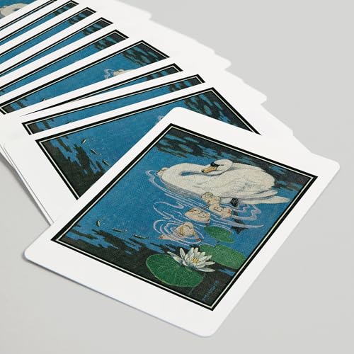 Baraja vista de cisne con cisne joven, 52 cartas póker miniatura 5