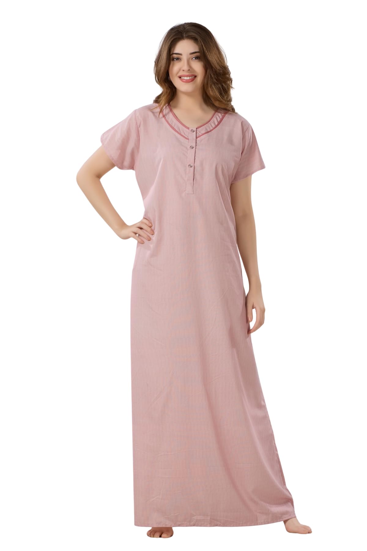 Women's Cotton Full Front Open Nighty-image-7