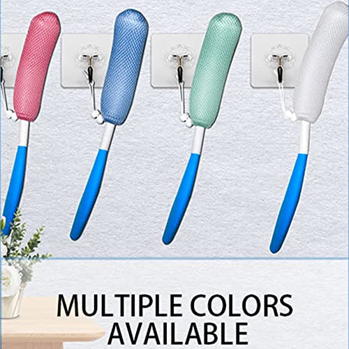 15.35" Back Bath Brush With Sponge,Back Scrubber Bath Mesh With Anti-Slip Curved Long Handle Bath Body Brush For Elderly Aid Bathing And Shower #TOP1