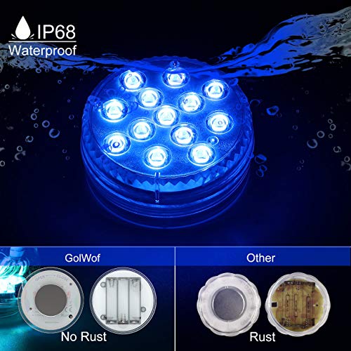 GolWof Unterwasser Licht 13 LED Multi Farbwechsel Wasserdichte LED Leuchten mit fernbedienung Dekoration… – Bild 6