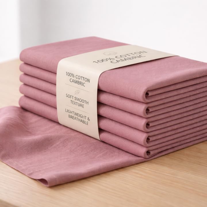 Image of Soimoi Mauve Solid 60 * 60's Cotton Cambric Fabric by the Yard, 56 Inch Wide Light Weight Material Suitable for Kurtis, Blouses, Kids Clothing, Tunics, Dresses and Summer Apparel