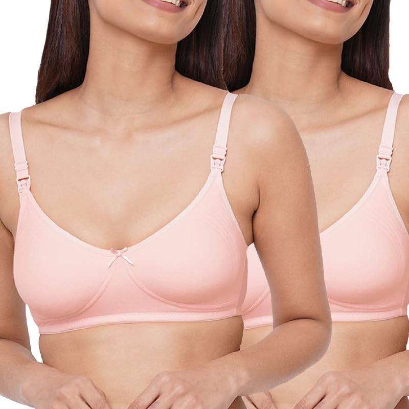 Image of Inner Sense Organic Cotton Bamboo Feeding Bra for Women Full Coverage I Non Padded Encircled Nursing Bra for Women with Side Support and Wirefree Design (Combo Pack)