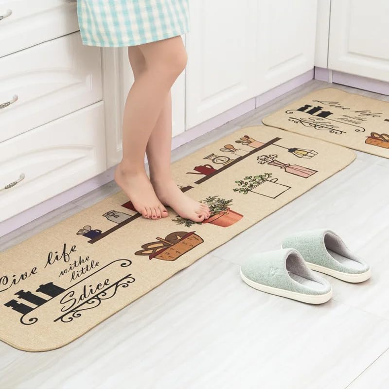 Image of proxin 2 Pcs Kitchen Mats Set - Waterproof Memory Foam Anti-Fatigue Mat Comfortable Standing Mat for Kitchen Non-Slip Rug for Kitchen, Sink, Laundry & Home Office